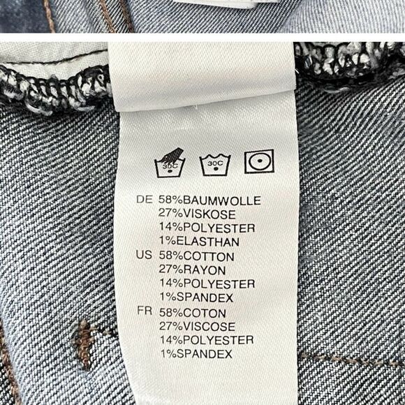 Articles Of Society Two Tone Low Rise Jeans Womens Size 25 Raw Hem Stretch Blue - Picture 4 of 9